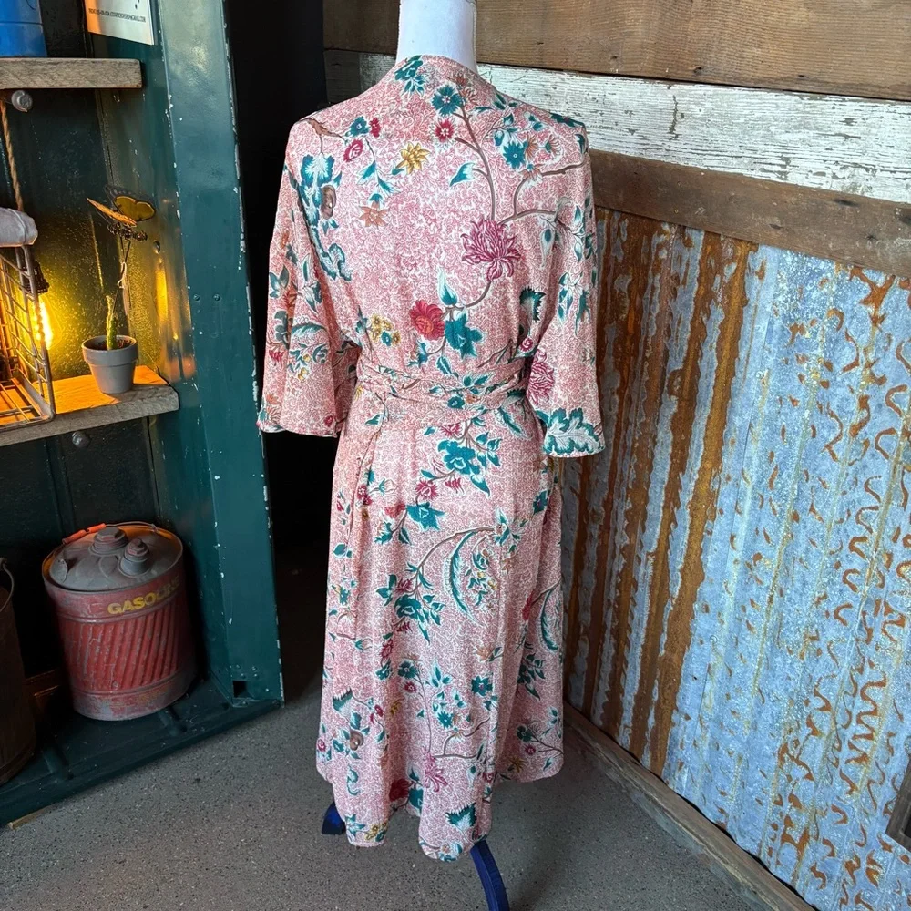 Maeve Floral Long Sleeve Kimono/Wrap Dress Size XL - Picture 4 of 6